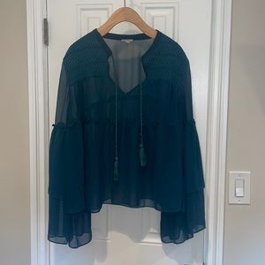 Turquoise Chiffon Blouse Size L